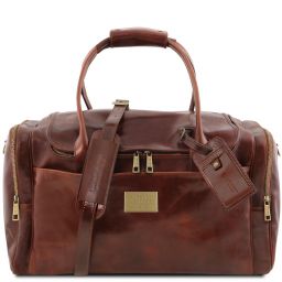 TL Voyager Travel leather bag with side pockets Brown TL142141