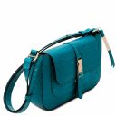 Noemi Croc print leather clutch handbag Turquoise TL142065