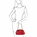 TL Bag Clutch aus Weichem Leder mit Schulterkette Lipstick Rot TL142184