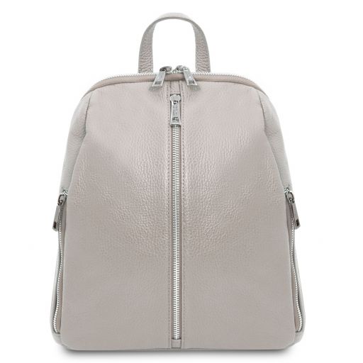 TL Bag Soft Leather Backpack for Women Light grey TL141982
