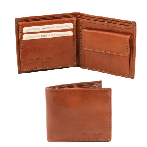 Exklusive Herren Brieftasche aus Leder mit 3 Scheinfächern und Münzfach Honig TL141377