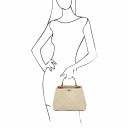 TL Bag Handtasche aus Weichem Leder im Steppdesign Beige TL142132