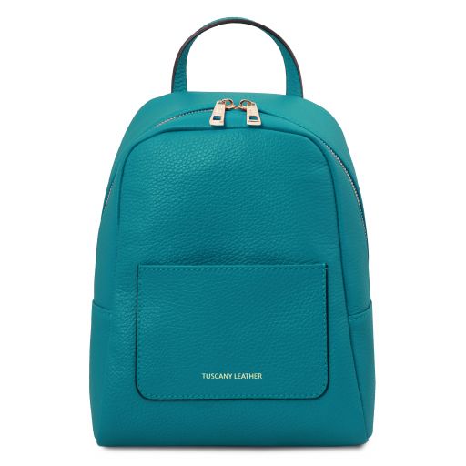 TL Bag Kleiner Damenrucksack aus Weichem Leder Turquoise TL142052