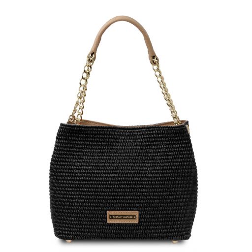 TL Bag Straw Effect Bucket bag Black TL142208