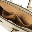 TL Bag Borsa a Mano in Pelle Stampata Effetto Struzzo Beige TL142120