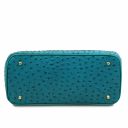 TL Bag Bolso de Mano en Piel Estampada Efecto de Avestruz Turquesa TL142120