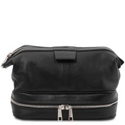 Jacob Reise Kulturtasche aus Leder Schwarz TL142204
