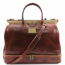Barcellona Double-bottom Gladstone Leather Bag Brown TL141185