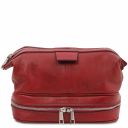 Colombo Weekend Reisetasche aus Leder und Reise Kulturtasche aus Leder Rot TL142235