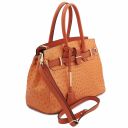 TL Bag Handtasche aus Leder mit Strauß-Prägung Brandy TL142120