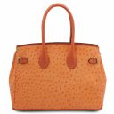 TL Bag Bolso de Mano en Piel Estampada Efecto de Avestruz Brandy TL142120
