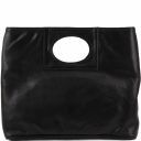 Mary Leather bag With Round Cut-out Handle Black TL140495