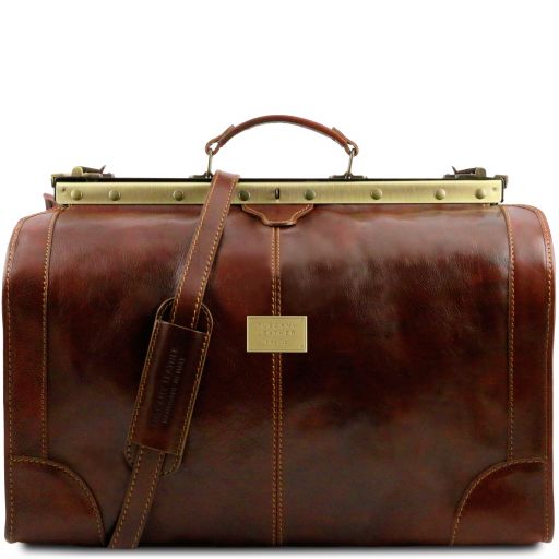Madrid Gladstone Leather Bag - Large Size Brown TL1022