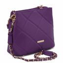 TL Bag Beuteltasche aus Weichem Leder im Steppdesign Purple TL142220