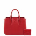 Procida Sac à Main en Cuir et Portefeuille en Cuir Avec 3 Volets et Porte Monnaie Rouge Lipstick TL142151