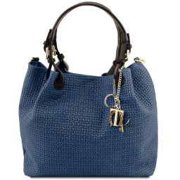 TL KeyLuck Woven Printed Leather Shopping bag Dark Blue TL141573