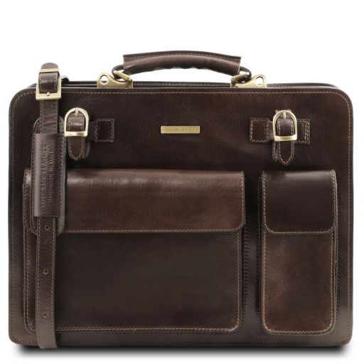 Venezia Кожаный портфель на 2 отделения Темно-коричневый TL141268