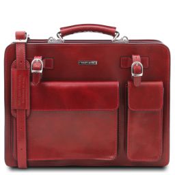 Venezia Borsa da Lavoro in Pelle 2 Scomparti con zip Rosso TL141268
