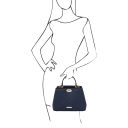 TL Bag Soft Quilted Leather Handbag Dark Blue TL142132