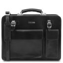 Venezia Leather Briefcase 2 Compartments Black TL141268