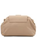 Lara Soft Leather Clutch With Chain Strap Beige TL142246