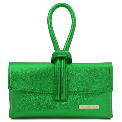 TL Bag Metallic Leather Clutch Green TL141993