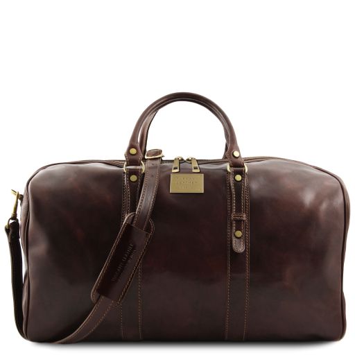 Francoforte Exclusive Leather Weekender Travel Bag - Large Size Dark Brown TL140860