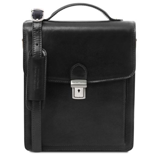 David Leather Crossbody Bag - Large Size Black TL141424