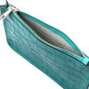 Cassandra Croc Print Leather Clutch Handbag Turquoise TL141917