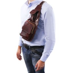 Leather Crossover bag Dark Brown TL141352