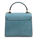 Atena Croc Print Leather Handbag Светло-голубой TL142267