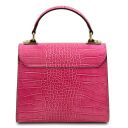 Atena Croc Print Leather Handbag Фуксия TL142267
