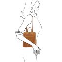 TL Bag Petite sac à dos en Cuir Pour Femme Cognac TL142092