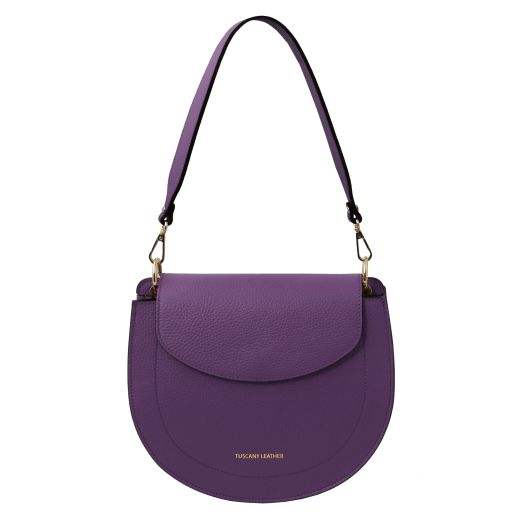 Purple leather store shoulder bag