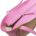 TL Bag Sac Shopping en Cuir Souple Effet Paille Rose TL142279