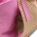 TL Bag Shopping Tasche aus Weichem Leder mit Stroheffekt Rosa TL142279