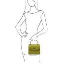 Atena Croc Print Leather Handbag Слива TL142267