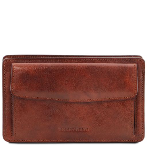 Denis Elegante Handgelenktasche/Herrentasche aus Leder Braun TL141445