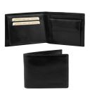 Exklusive Herren Brieftasche aus Leder mit 2 Scheinfächern und Münzfach Schwarz TL140763