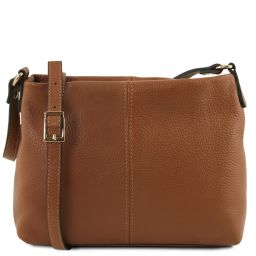 TL Bag Bolso con Badolera en Piel Suave Cognac TL141720