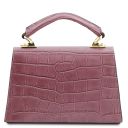 Afrodite Croc Print Leather Handbag Dusty Rose TL142300