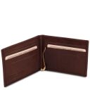 Exclusive Leather Card Holder With Money Clip Dark Brown TL142055