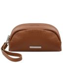 TL Bag Kosmetiktasche aus Weichem Leder Cognac TL142314