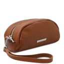 TL Bag Kosmetiktasche aus Weichem Leder Cognac TL142314