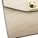 Atena Croc Print Leather Handbag Beige TL142267