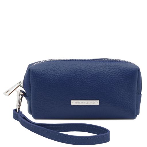 TL Bag Trousse de Toilette en Cuir Souple Bleu foncé TL142315