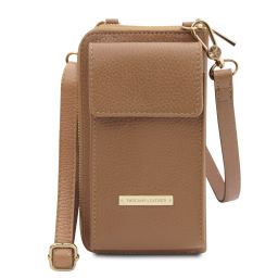 TL Bag Leather Wallet/phone Holder With Strap Taupe TL142323