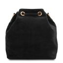 TL Bag Suede Leather Fringe Bucket bag Black TL142291