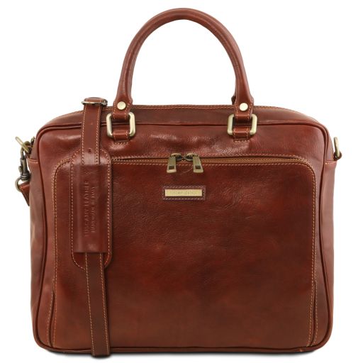 Pisa Cartable en Cuir Porte Ordinateur Avec Poche Frontale Marron TL141660