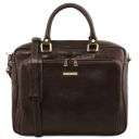 Pisa Leather Laptop Briefcase With Front Pocket Dark Brown TL141660